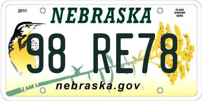 NE license plate 98RE78