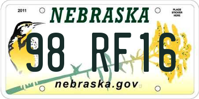 NE license plate 98RF16