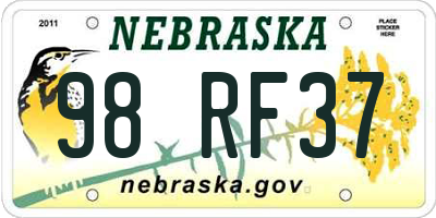 NE license plate 98RF37