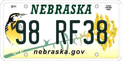NE license plate 98RF38
