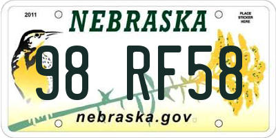 NE license plate 98RF58