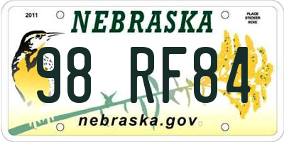 NE license plate 98RF84