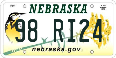 NE license plate 98RI24