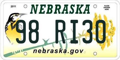 NE license plate 98RI30