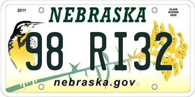 NE license plate 98RI32