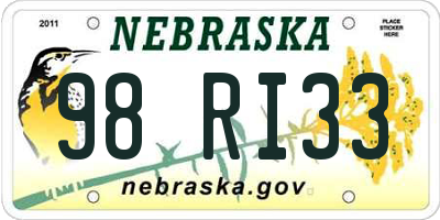 NE license plate 98RI33
