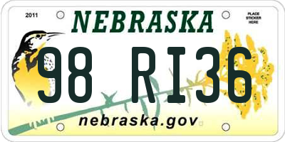 NE license plate 98RI36