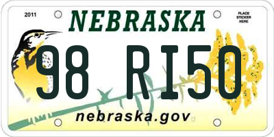 NE license plate 98RI50