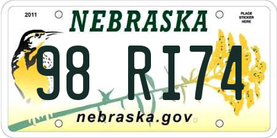 NE license plate 98RI74