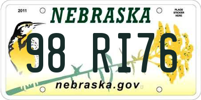 NE license plate 98RI76