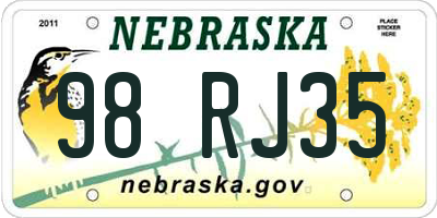 NE license plate 98RJ35