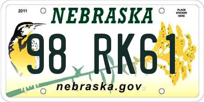 NE license plate 98RK61