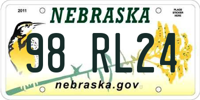 NE license plate 98RL24