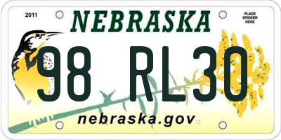 NE license plate 98RL30