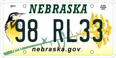 NE license plate 98RL33