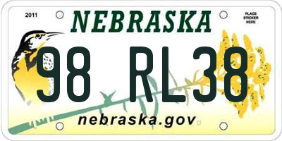 NE license plate 98RL38