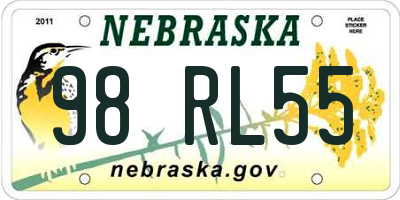 NE license plate 98RL55