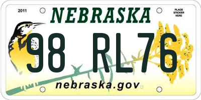 NE license plate 98RL76