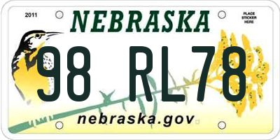 NE license plate 98RL78