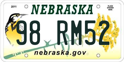 NE license plate 98RM52