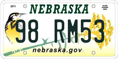NE license plate 98RM53