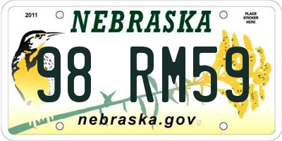NE license plate 98RM59