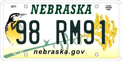 NE license plate 98RM91