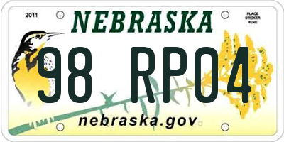 NE license plate 98RP04