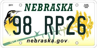 NE license plate 98RP26