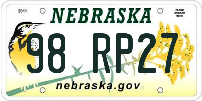 NE license plate 98RP27