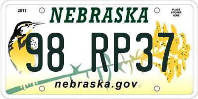 NE license plate 98RP37