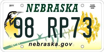 NE license plate 98RP73