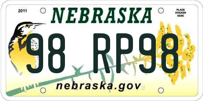 NE license plate 98RP98