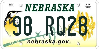 NE license plate 98RQ28