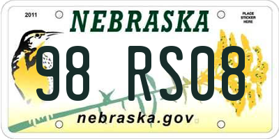 NE license plate 98RS08