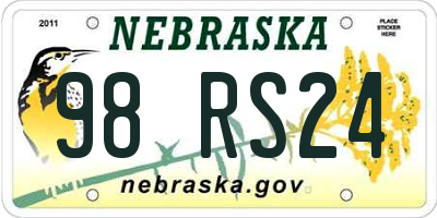 NE license plate 98RS24