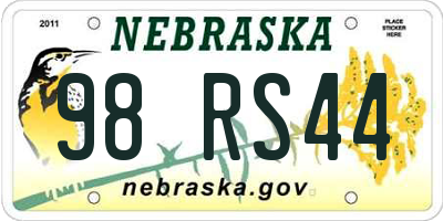 NE license plate 98RS44