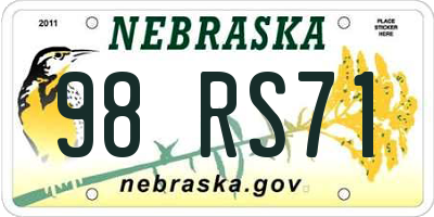 NE license plate 98RS71