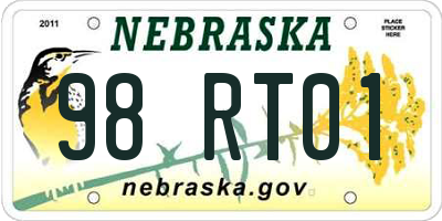NE license plate 98RT01