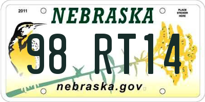 NE license plate 98RT14