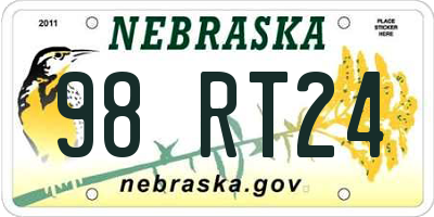 NE license plate 98RT24