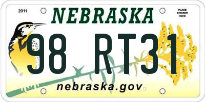 NE license plate 98RT31