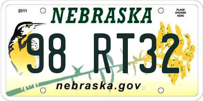 NE license plate 98RT32