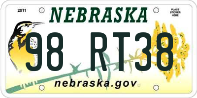 NE license plate 98RT38