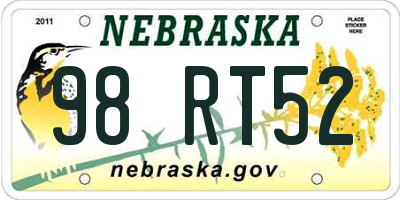 NE license plate 98RT52
