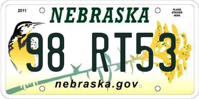 NE license plate 98RT53