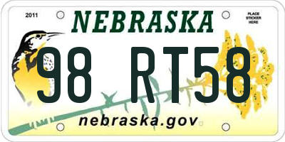 NE license plate 98RT58