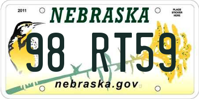 NE license plate 98RT59