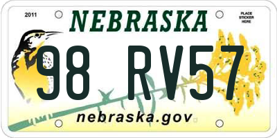 NE license plate 98RV57