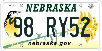 NE license plate 98RY52